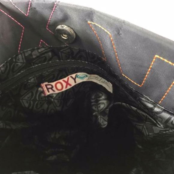 ROXY Crossbody Bag Limited Edition Black Signature Multicolor Stitch Pattern - Picture 4 of 6